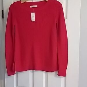 LOFT Vibrant Red Crew Neck Sweater